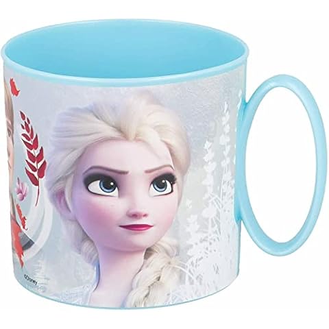 Kids Character Cute Mini Mug 265ML Drinking Re-Usable Plastic Cup Microwave Safe (Frozen Forest) Cover
