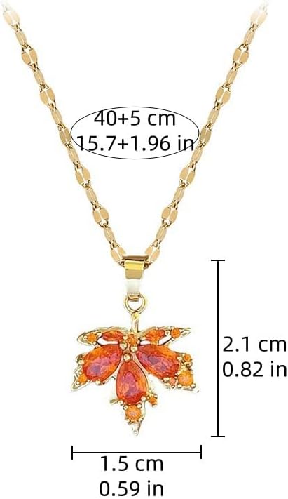 INENIMARTJ Thanksgiving Pendant Necklace for Women Fall Crystal Maple Leaf Pumpkin Necklace Gold Maple Leaf Autumn Necklace Thanksgiving Jewelry for Women - Image 6