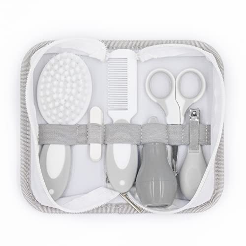 Bizzu Baby Grooming Kit for Newborns – 11 Piece Infant Care Set with Brush Comb Nail Clippers Files Safety Scissors Nasal Aspirator & Storage Case, Baby Essentials Gift Set