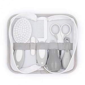 Bizzu Baby Grooming Kit, Includes Baby Brush, Baby Comb, Nail Files, Nail Clippers, Safety Scissors, and Nasal Aspirator with Storage Case, Newborn Baby Essentials Set, Newborn Baby Gifts