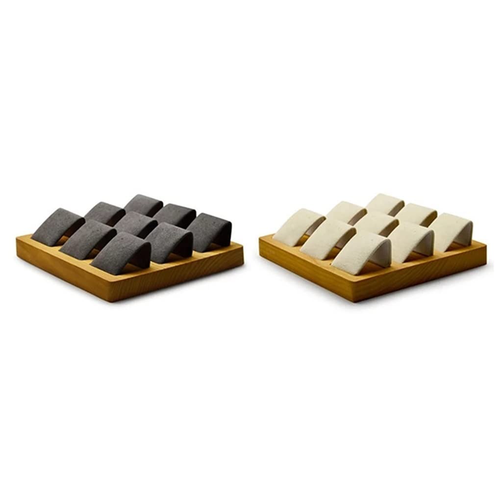 TJLSS 2-teiliges Holz-Aufbewahrungs-Ohrring-Tablett, Ohrring-Display-Karten, Ring, Armband, Geschenkbox, Schmuck-Organizer, Ohrring-Halter Present