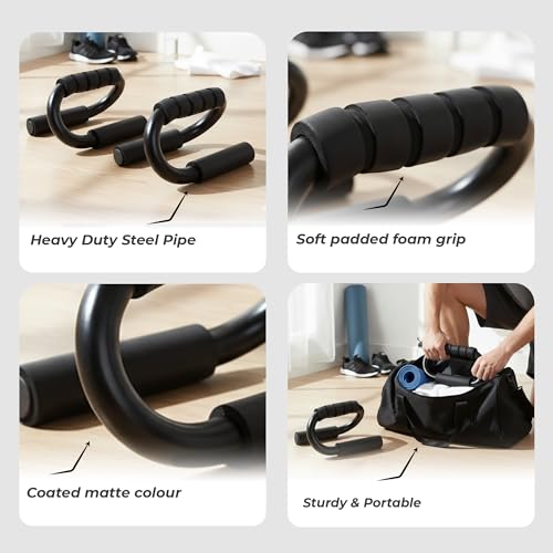 Image of Push Up Bars for Home Gym Workout, Steel Push Up Stands with Anti-Slip Base & Foam Grip Handles,Strength Training Equipment for Chest,Arms,Shoulders-Beginner to Advanced Strength Levels