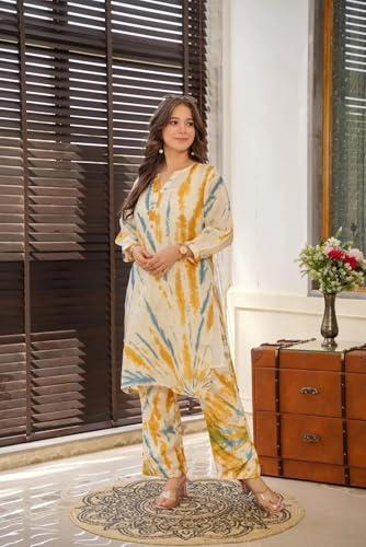 Fabnex Chanderi Regular Women Kurta Set (K-79-Yellow-S_Yellow