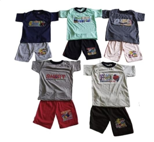 Image of Kids Tshirts and Trouser (Pack of 5)-Multicolor