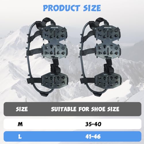Image of Gustave 1 Pair Crampons for Shoes, Traction Cleats Ice Snow Grips for Women Men with 24 Steel Spikes, Shoe Talons Anti Slip Boots Spikes for Hiking, Fishing, Climbing Mountaineering, L