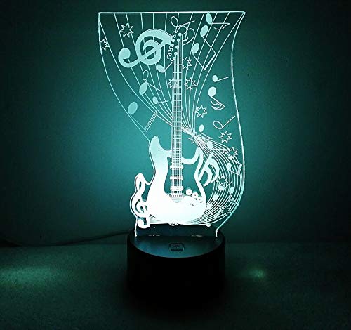 HPBN8 3D Elektrische Gitarren-Lampe – LED Nachtlicht Mit Fernbedienung, 16 Farben, USB-Betrieb, Deko-Leuchte