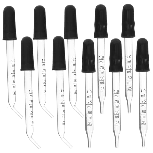 HEALLILY Accurate Measuring Glass Dropper Pipettes 20pcs Calibrated Droppers Straight Bent Tips for Essential Oils