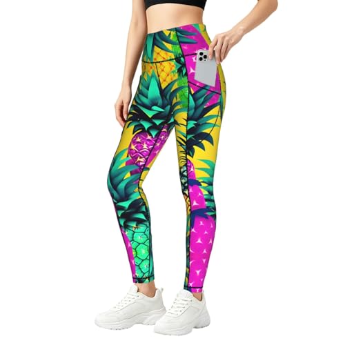 Legging imprimé ananas doux et coloré avec poches pratiques