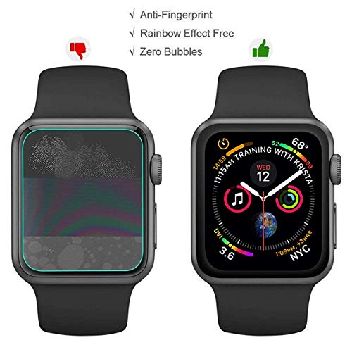 2 PCS Apple Watch Screen Protector Series 1-6/SE 44/42/40/38mm,NewChiChi iWatch Tempered Glass Screen Protector,3D Slim Version Full Coverage,Upgraded Protective Soft TPU HD Anti-Bubble,Anti-Scratch