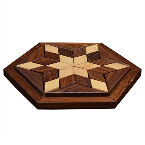 Image of Craftland Wooden Jigsaw /Puzzle 30- Pieces Star Shape Plate Board Game for Kids /Adults for Fun /challenging /Brain Teaser Game.