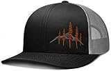 LARIX GEAR Trucker Hats for Men Wild Mountain (Black, Graphite Hat) Gray, Burnt Orange Logo