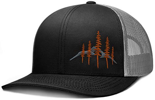 LARIX GEAR Trucker Hats for Men Wild Mountain (Black, Graphite Hat) Gray, Burnt Orange Logo