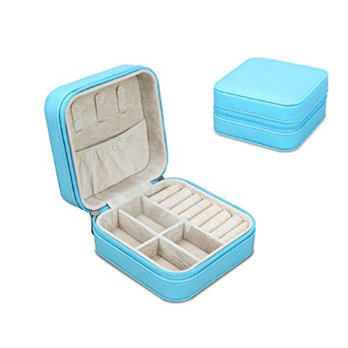 Preisvergleich Produktbild LiKin Kosmetiktasche, Exquisite Leder Schmuck Aufbewahrungsbox Schmuckschatulle Hochzeit Geburtstag Geschenk Schatzkiste (Farbe : Blau)