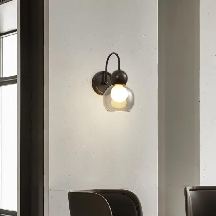 Lampada da Parete Postmoderna Interamente in Rame - Design Minimalista per Soggiorno, Camera da Letto, Corridoio, Divano E Comodino - Elegante Complemento D'Arredo,Warm White-Black 28cm