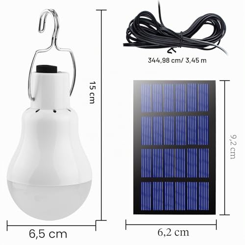 Beinhome Ampoules Solaires LED Lampe Extérieur Lot de 2 Lampe Suspendue avec Panneau Solaire 3W, éclairage pour Extérieur Interieur Camping Randonnée Poulailler Jardin – vue 2