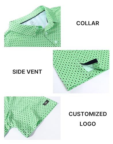 Image of Obla Mens Golf Polo Shirts Short Sleeve Dry Fit Performance Moisture Wicking Casual Print Collared Golf Shirts for Men
