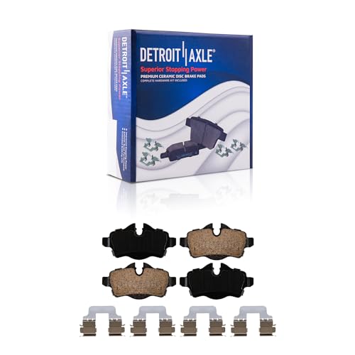 Image of Detroit Axle - Rear Brake Pads for 2007-2015 Mini Cooper, 2008 2009 2010 2011 2012 2013 2014 Ceramic Brake Pads w /Hardware Replacement