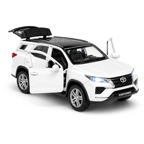 Image of Fortuner 1:32 Scale Die Cast Metal Toy Car with Pull Back Action, Light & Sound, Openable Doors,& Boot | Metal Body SUV Model Car for Kids Boys Girls & Collectors (Random Colour)