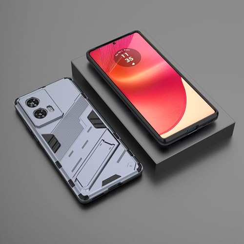 Image of Back case Plastic Shock Proof & Kickstand with Camera Protection Hybrid Back Cover Case for Motorola Edge 50 Fusion, Motorola G85 5G (Grey)
