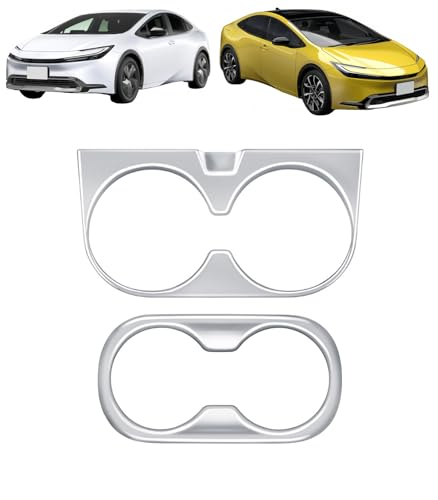 VrayKnol 新型 プリウス 5代目 60系 対応 2023(令和5)年1月後〜ドリンクホルダーガーニッシュ フロントカップホルダーパネル+ 後部座席 ドリンクホルダーカバー センターコンソールカップホルダーフレーム 内装 カスタムパーツ ABS樹脂製