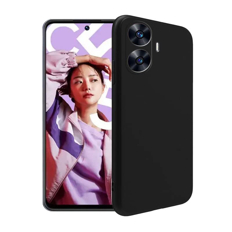 Coque Realme C55 antichoc en silicone noir avec doublure microfibre