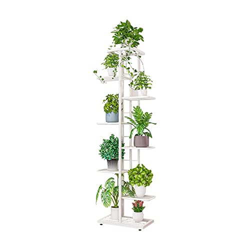 MTB Garden 8 Tier Metal Plant Stand for Indoor Outdoor Flower Pot Display Planter Shelf White