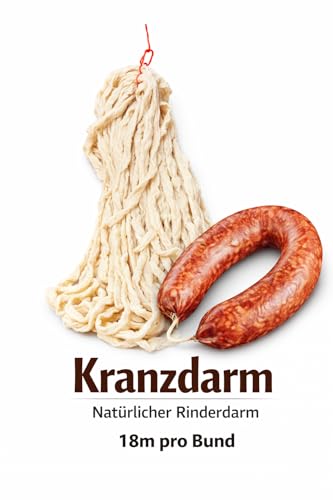 Fleischer- & Restaurantbedarf Kühren - Rinderkranzdarm 18m Länge für Wurstherstellung | Naturdarm | Stabil & Elastisch | Vielseitig für Salami, Bratwurst, Chorizo | Kaliber 37/40