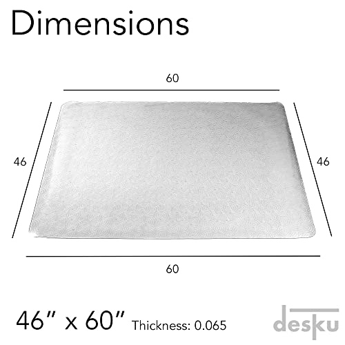 Image of Office Desk Chair Mat - PVC Mat for Hard Floor Protection, Clear, 46 Inches x 60 Inches, Home Office Supplies, Made in The USA