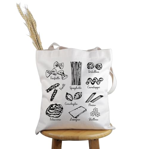 PWHAOO Pasta Lover Gift Pasta Design Tote Bag Who Loves Pasta Handbag Spaghetti Food Lover Gift...