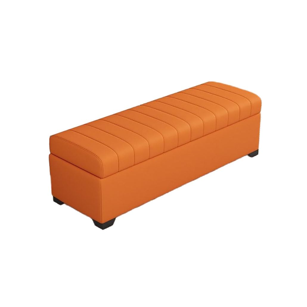 SXZenSpace Storage Benches End Of Bed Bench Large Upholstered Ottoman With Shoe Cabinet For Bedroom Entryway Closet(Turmeric,80x40x40cm)