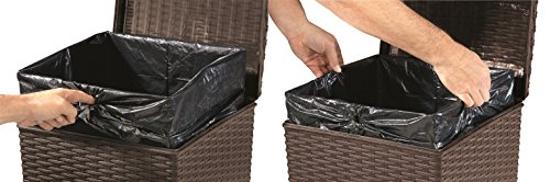 Keter 231478 Large Outdoor Trash Can With Lid Perfect For Backyard Hosting, Patio And Kitchen Use, 15 In. W X 15 In. D X 33.3 In. H, Espresso Brown #TOP6