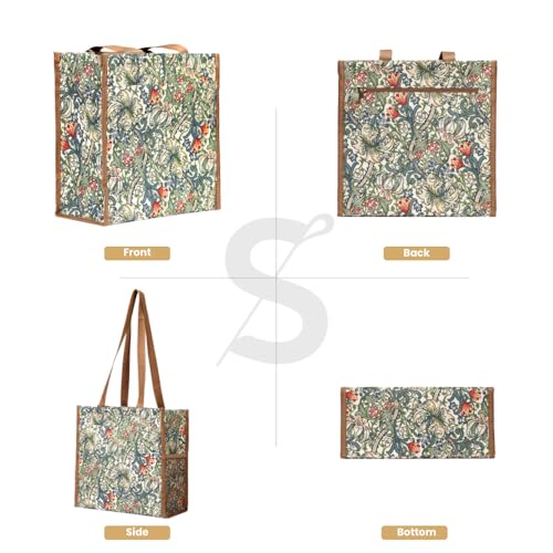 Signare Tapestry Shoulder Bag Shopping Bag for Women with Floral Design