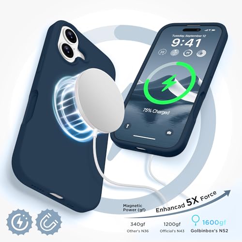 Image of GolbinBox Magnetic for iPhone 17 Case, Silicone Cover, Dark Blue