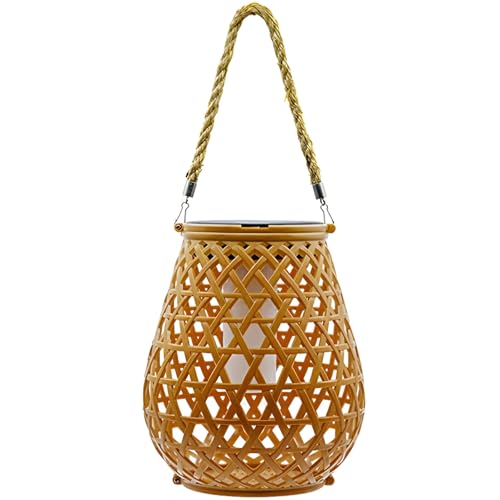 Lanterne solaire en rotin IP44 pour table de jardin et décoration de balcon