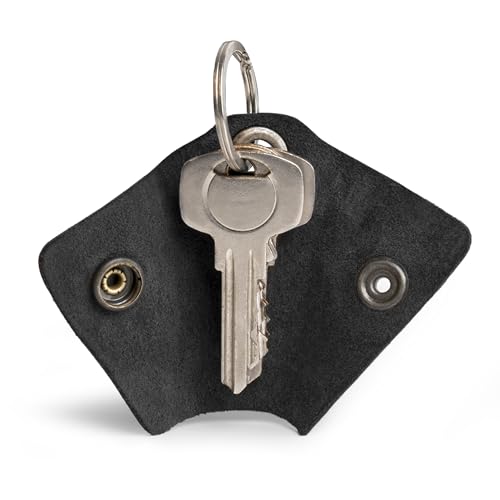 Image of Hide & Drink Full Grain Leather Wrap Keychain, Organizer Snap Closure, Key Ring Cover, Silencer Sleeve Key Holder for Men