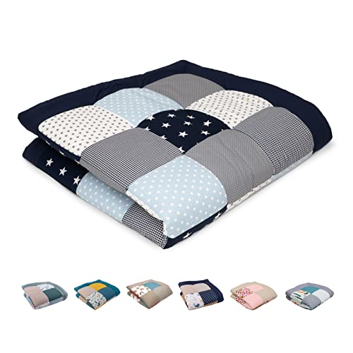 Alfombra para gatear de ULLENBOOM ® con azul claro azul gris (manta para bebé de 140 x 140 cm; ideal como colcha para el cochecito; apta como alfombra de juegos) Cover
