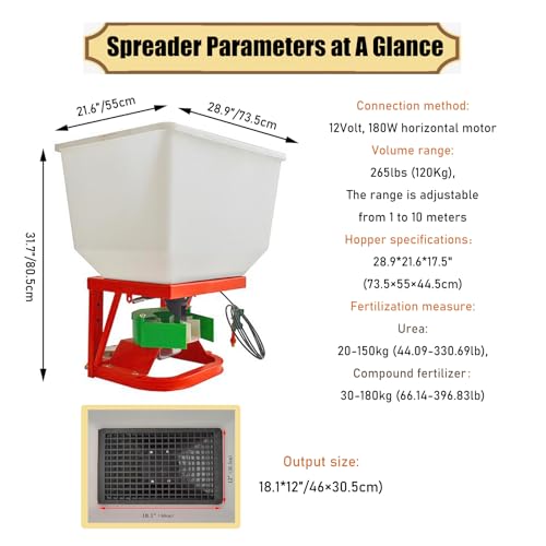 Esparcidor frontal eléctrico para fertilizante 265 lb INTSUPERMAI miniatura 3