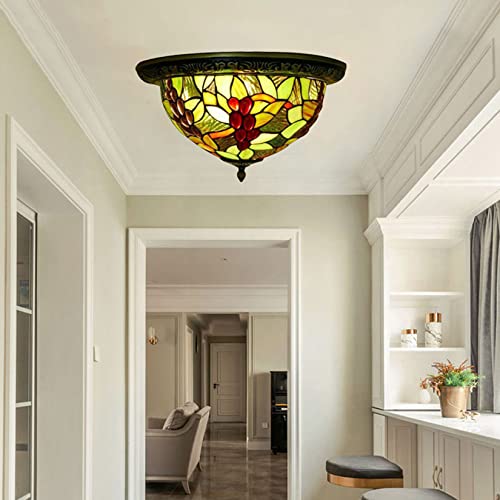 Lampe de plafond de vitraux traditionnels fait main style Tiffany 12 pouces