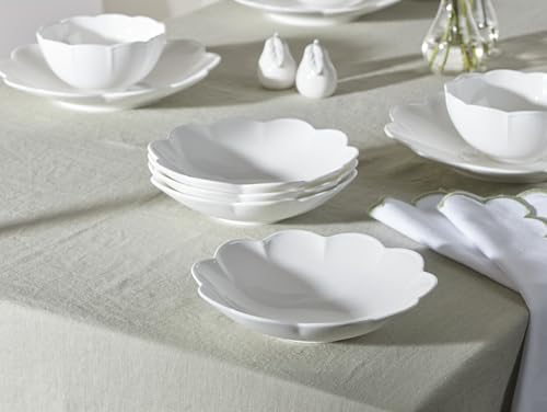 Image of Lenox Dinnerware Set, Studio 1414 Scallop 16-Piece Set, Service For 4, Bone China Material, Dishwasher & Microwave Safe, Home And Kitchen, Kitchen And Dining, Plates And Bowls Sets (White, 16 Pieces)
