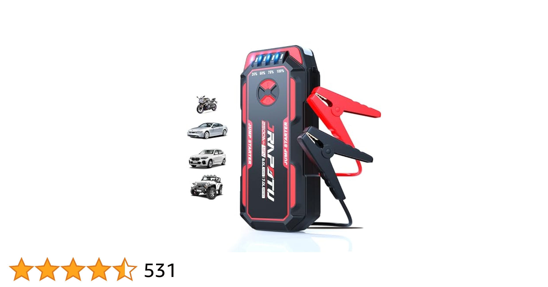 ジャンパースターター 2500Aピーク電流ジャンプスターター 12V Amazon | JRAPOTUジャンパースターター 2500Aピーク電流ジャンプ