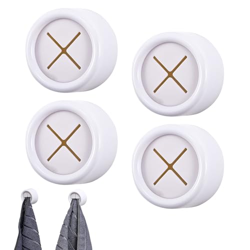 Nangilo 4 PCS Self-Adhesive Tea Towel Holders for Kitchens,Self-Adhesive Round Tea Towel Hooks, Tea Towel Holder,Push in Towel Holder for Shower Bathroom Kitchen & Home,No Drilling Required