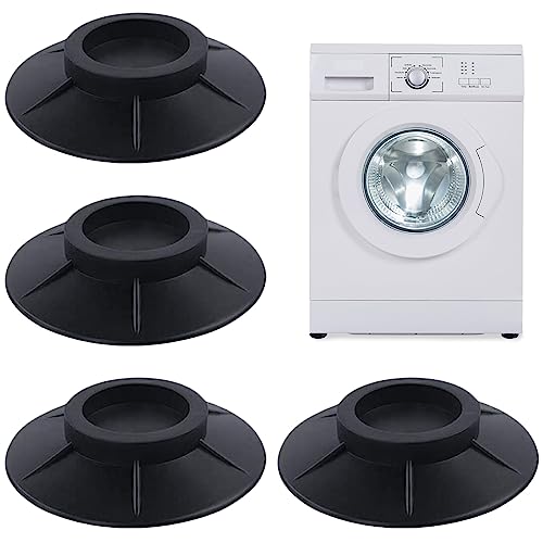 Gwolf Amortiguador de Vibraciones para Lavadora y Secadora, Lavadora de Almohadillas antivibrantes, Almohadillas de pie para Lavadora, Alfombrilla antivibración para Secadora de Lavadora Negra