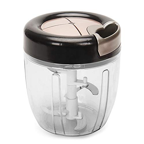 wivarra Manual Food Chopper Steel Pull String Hand Held Veggie Processor Chop Fruit Vegetable with Large-Capacity Storage Box Black