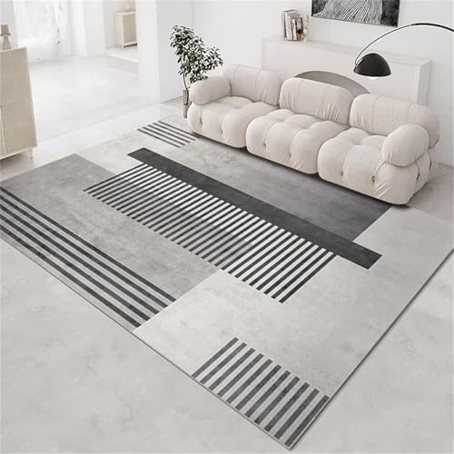 SUNYRDSM Alfombra Infantil Alfombras para Pasillos Largos Decoración Minimalista con patrón geométrico Gris para Sala de Estar o Dormitorio Resistente a Las Manchas 90X150CM
