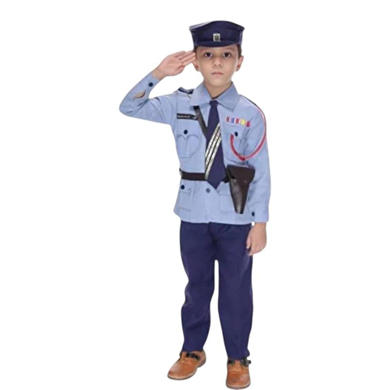 Kids Indian Air Force Fancy Dress Costume – Blue Officer Uniform with Cap, Tie & Trousers for Boys & Girls (Pack Of 1)-image-49