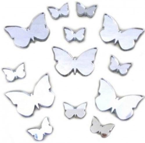 Super Cool Creations Butterfly Mirrors - Pack of 20 - (10) 4cm x 3cm / 1.6in x 1.2in & (10) 2cm x 1.5cm / .8in x .6in