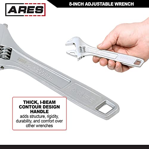 Ares 33059 – 8-Inch Adjustable Wrench – Drop Forged Chrome Vanadium Steel Construction – Wide Jaw Designs For A Variety Of Fastener Sizes – Sae And Metric Size Markings #TOP2
