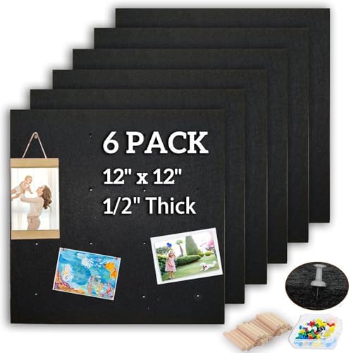 Large Black Felt Pinboard Bulletin Boards Pegboard Wall Tiles, 12"x12 - View #4