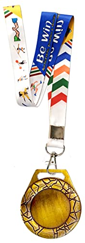 Image of Be Win 3D Designed 3 inch Inches Dia Arm Wrestling Gold, Silver & Brown Medal with Multi Color Tag for Arm Wrestling Events & Competitions (9 Pcs. Medals with Tag's, Gold)