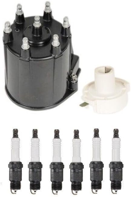 Replacement Distributor Rotor Cap and Spark Plugs Kit for Chevy Caprice Pontiac 4.3 V6
